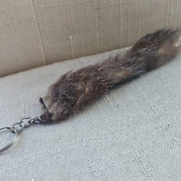 Real Fur Key Chain Handmade Brown Hair Fur Keys Holder Keychain - Picture 7 of 11